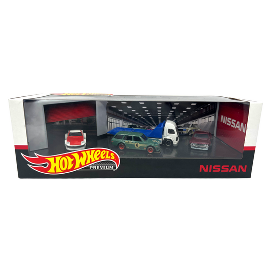 Hot Wheels Premium Collector Nissan 4-Pack Diorama Set 1:64 Diecast