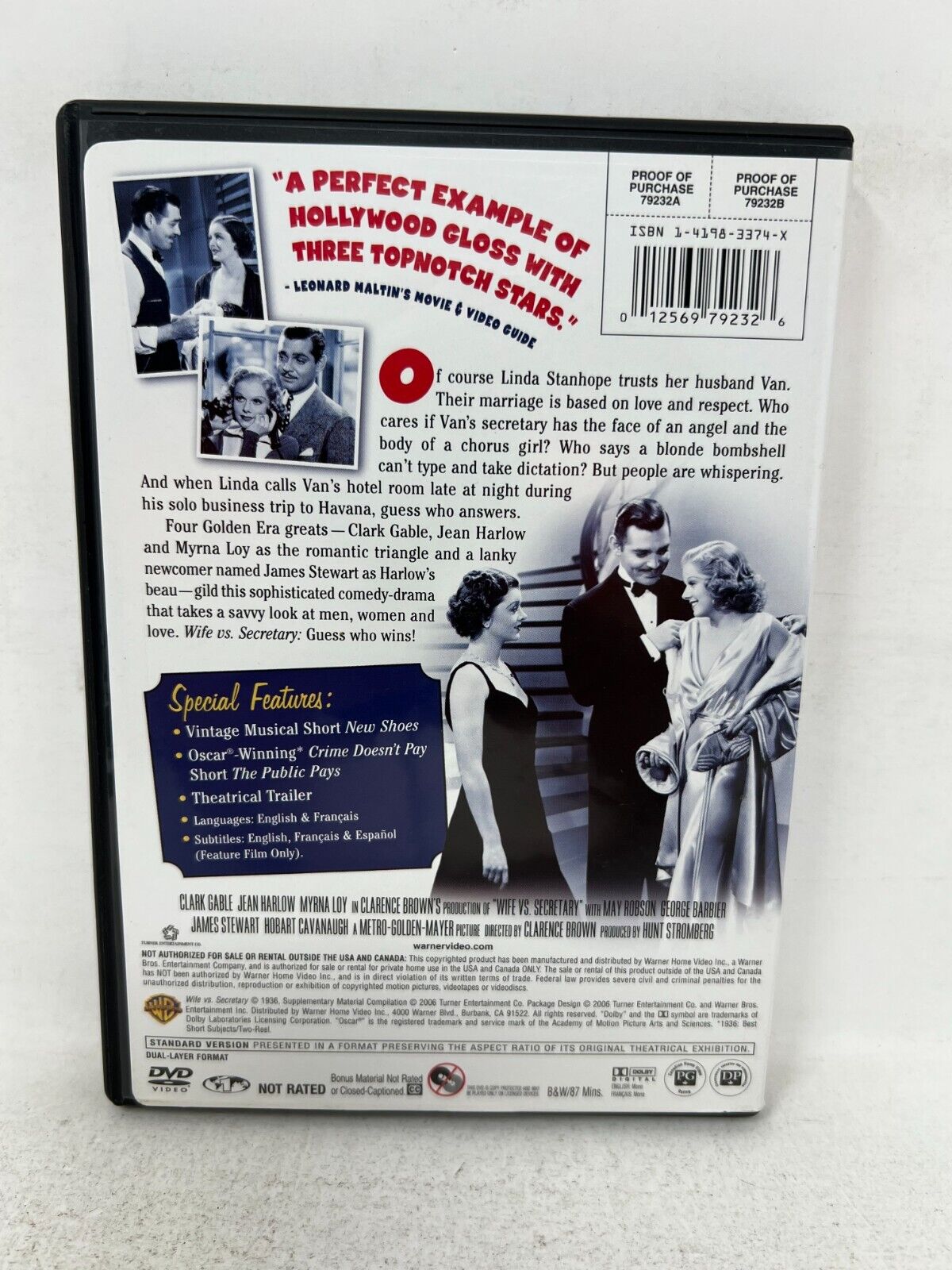 Wife vs. Secretary (DVD, 2006) Clark Gable Jean Harlow Myrna Low Romance