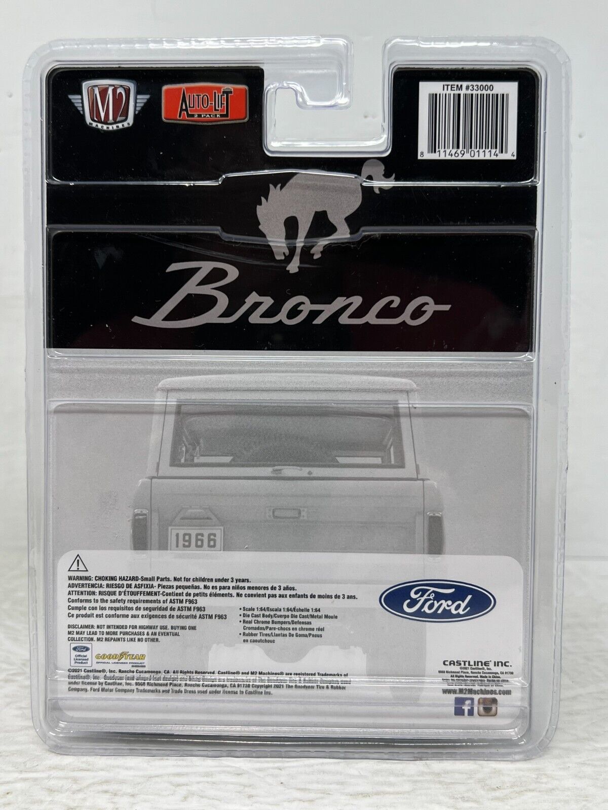 M2 Machines Auto-Lifts 1966 Ford Bronco CHASE 1:64 Diecast