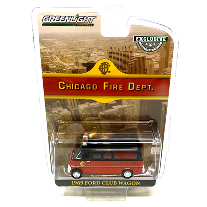 Greenlight Hobby Exclusive Chicago Fire Dept. 1969 Ford Club Wagon 1:64 Diecast