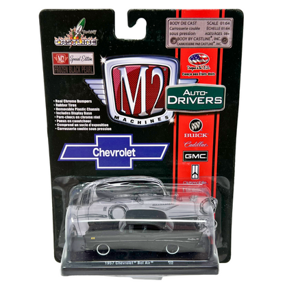 M2 Machines Auto-Drivers Frozen Black Pearl 1957 Chevrolet Bel Air 1:64 Diecast