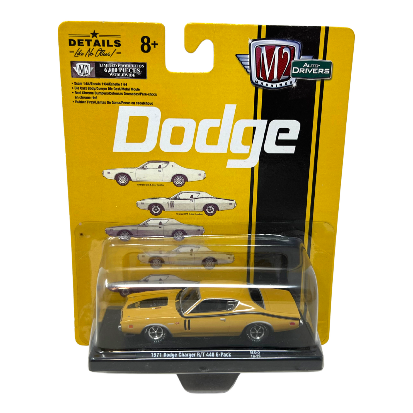 M2 Machines Auto-Drivers 1971 Dodge Charger RT 440 6-Pack R63 1:64 Diecast