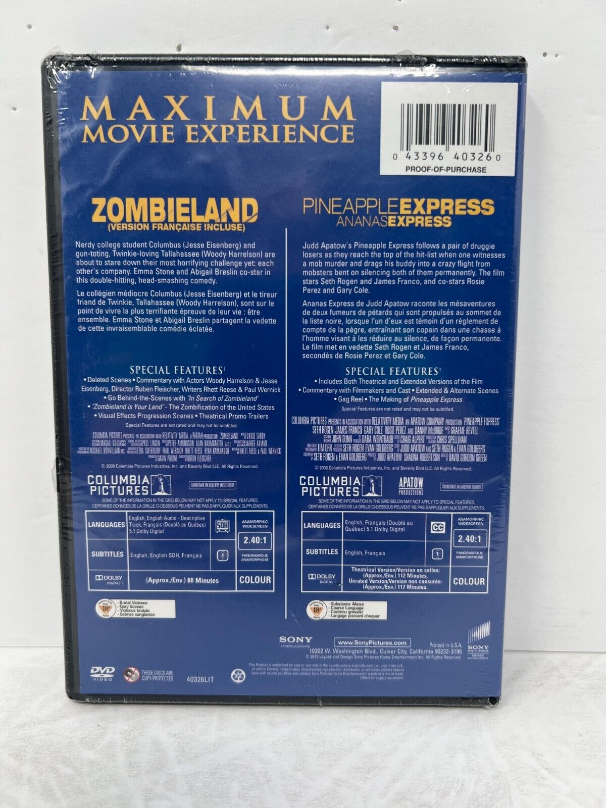 Zombieland / Pineapple Express (DVD, 2012) Action Crime Comedy New and Sealed!!!