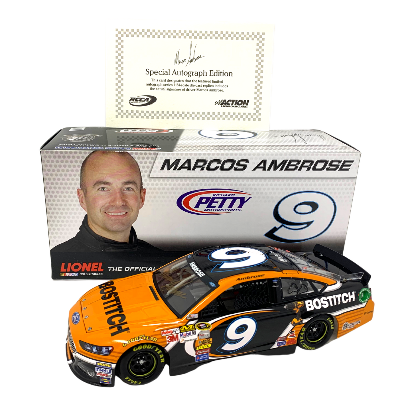 Lionel Nascar #9 Marcos Ambrose Bostitch Autographed Fusion 1:24 Diecast 1 of 48