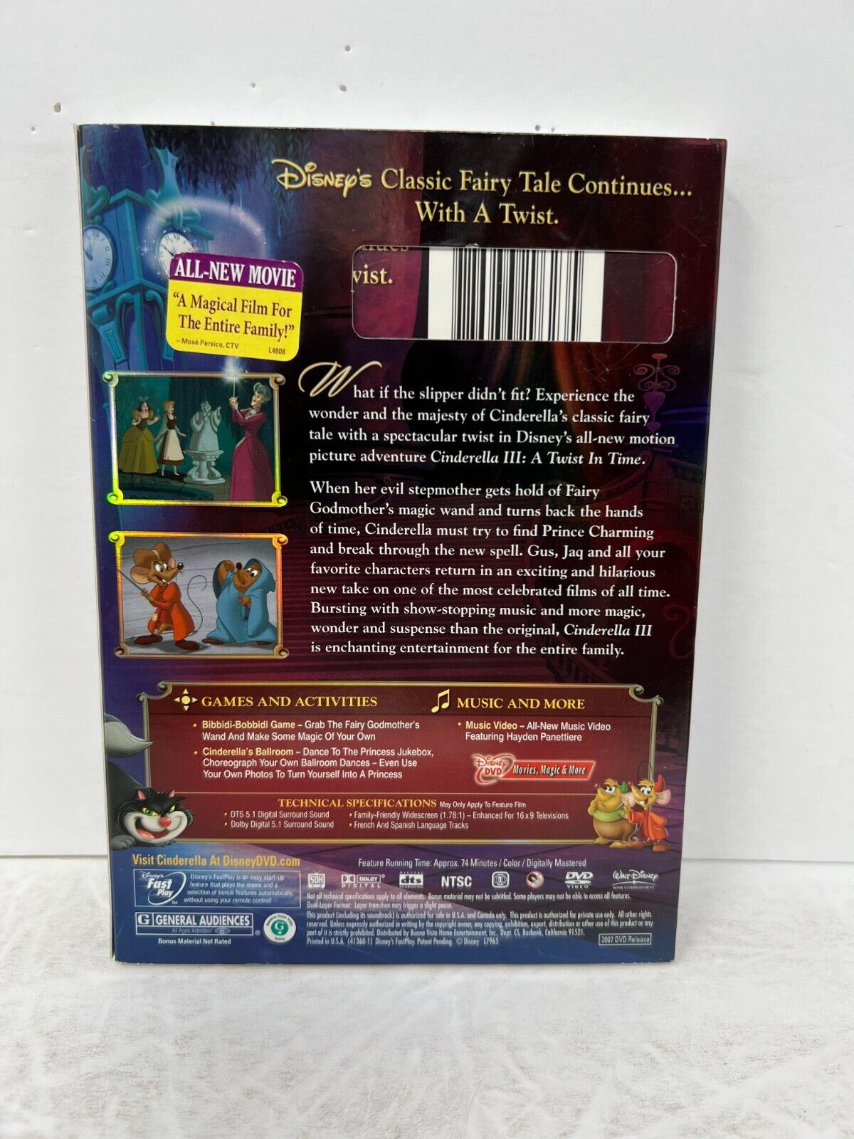 Cinderella III 3 A Twist in Time (DVD, 2007) Disney Good Condition!!!