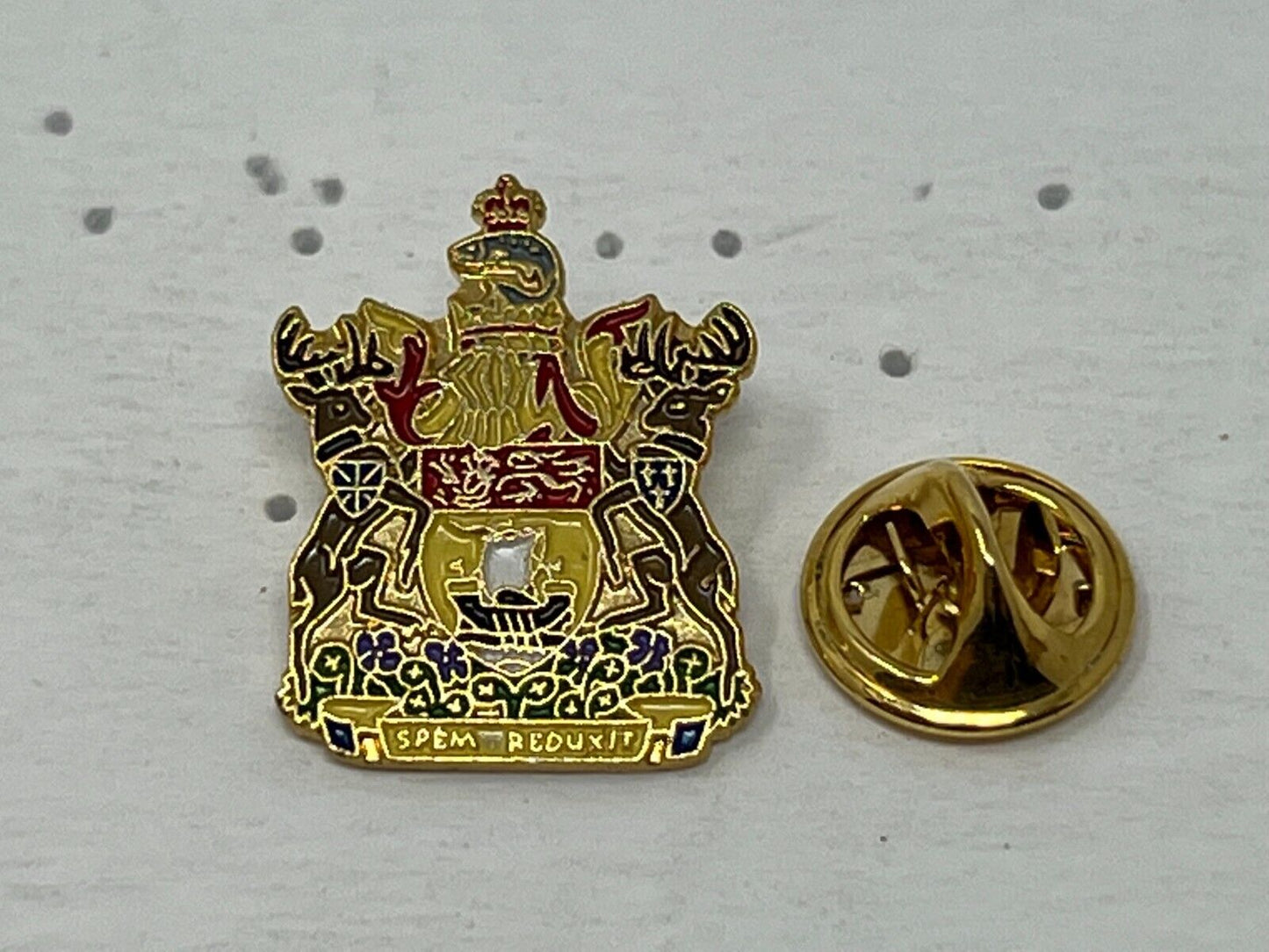 New Brunswick Coat of Arms Spem Reduxit Patriotic Lapel Pin