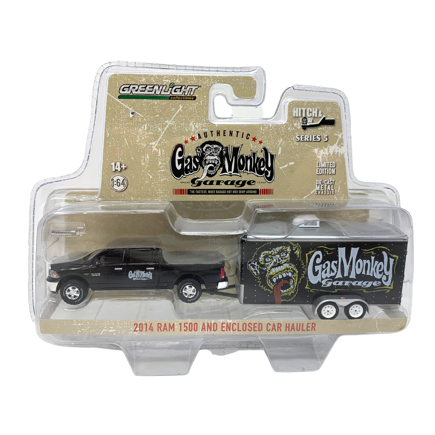 Greenlight Hitch & Tow Gas Monkey Garage 2014 Ram 1500 & Hauler 1:64 Diecast