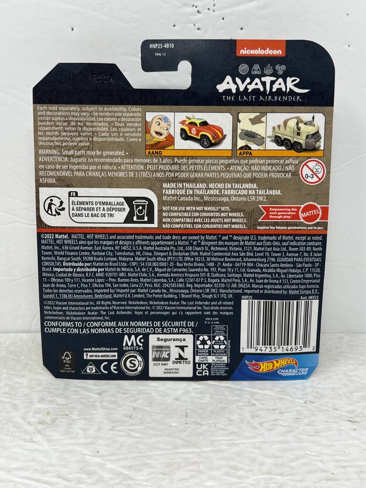 Hot Wheels Character Cars Avatar The Last Airbender APPA 1:64 Diecast