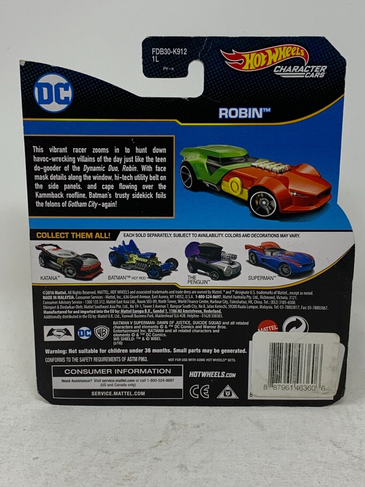 Hot Wheels DC Character Cars Robin 1:64 Diecast