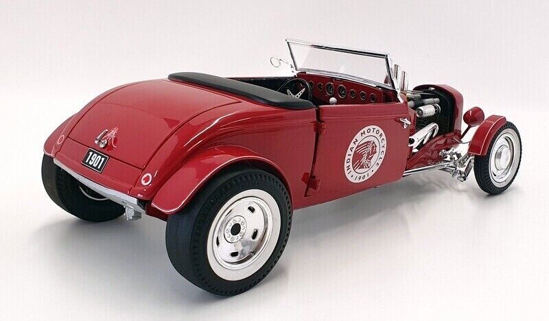 GMP 1934 Ford Hot Rod Roadster Indian Motorcycle 1:18 Diecast Red