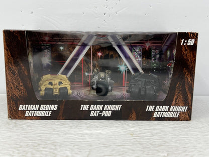 Hot Wheels Batman Begins & Dark Knight Batmobiles & Bat-Pod 3-Pack 1:50 Diecast