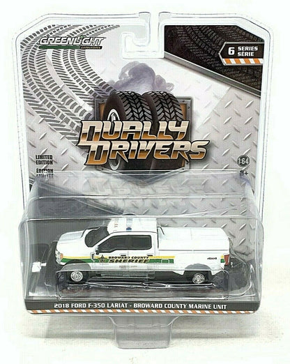 Greenlight Dually Drivers 2018 Ford F-350 Lariat County Marine 1:64 Diecast