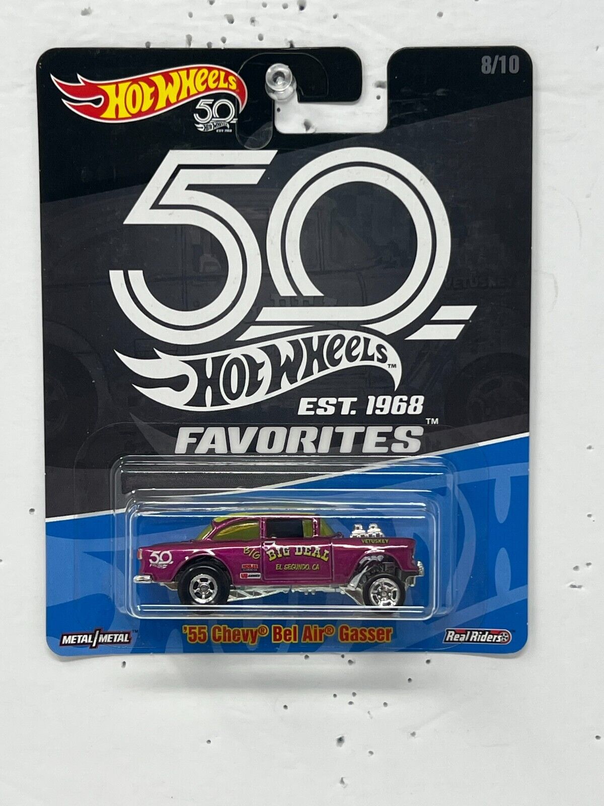 Hot Wheels 50 Favorites '55 Chevy Bel Air Gasser Real Riders 1:64 Diecast