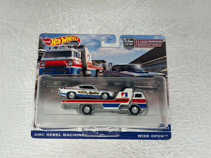 Hot Wheels Premium AMC Rebel Machine & Wide Open #43 Team Transport 1:64 Diecast