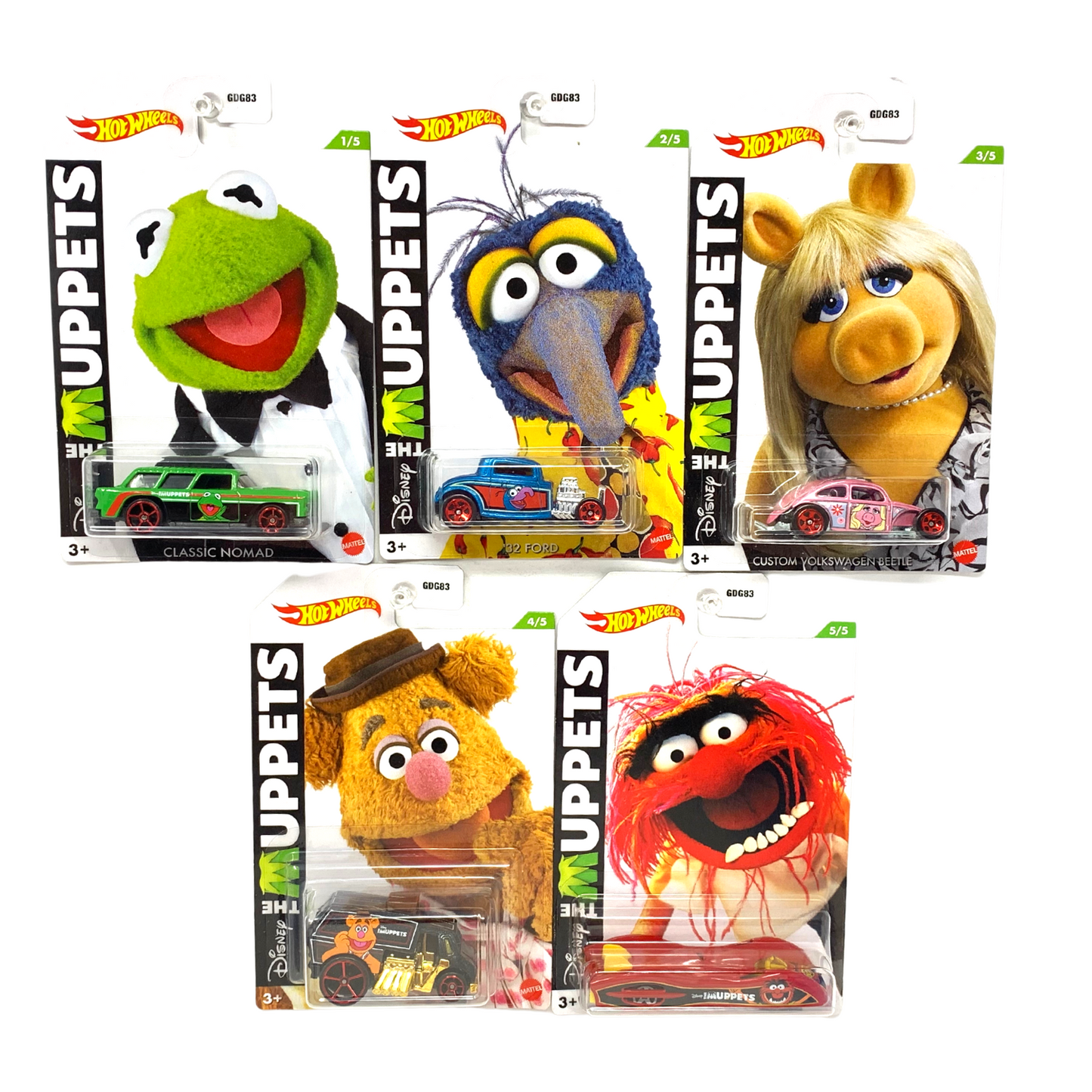 Hot Wheels Disney The Muppets Complete Set of 5 Cars 1:64 Diecast