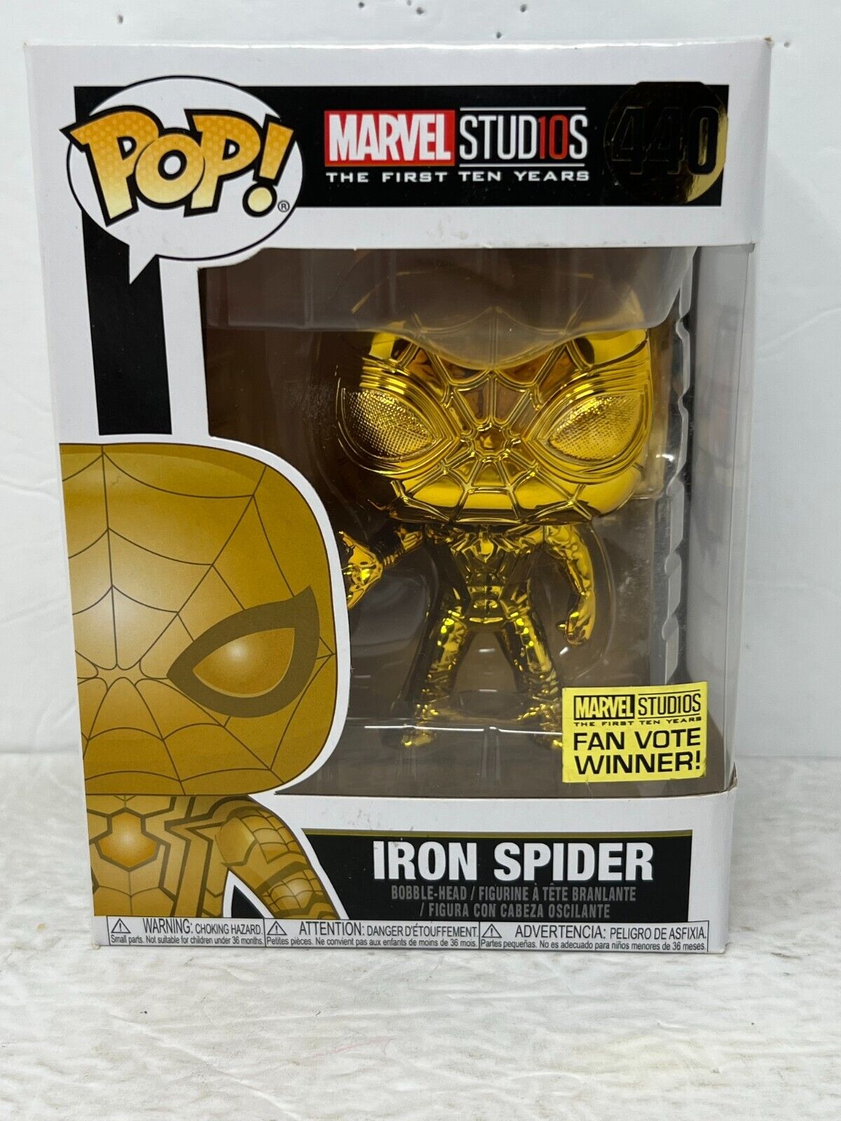 Funko Pop! Marvel Studios #440 Iron Spider Gold Chrome Bobble-Head Vaulted