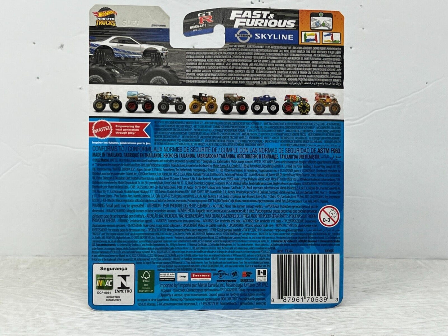 Hot Wheels Monster Trucks Fast & Furious Nissan Skyline GT-R 1:64 Diecast