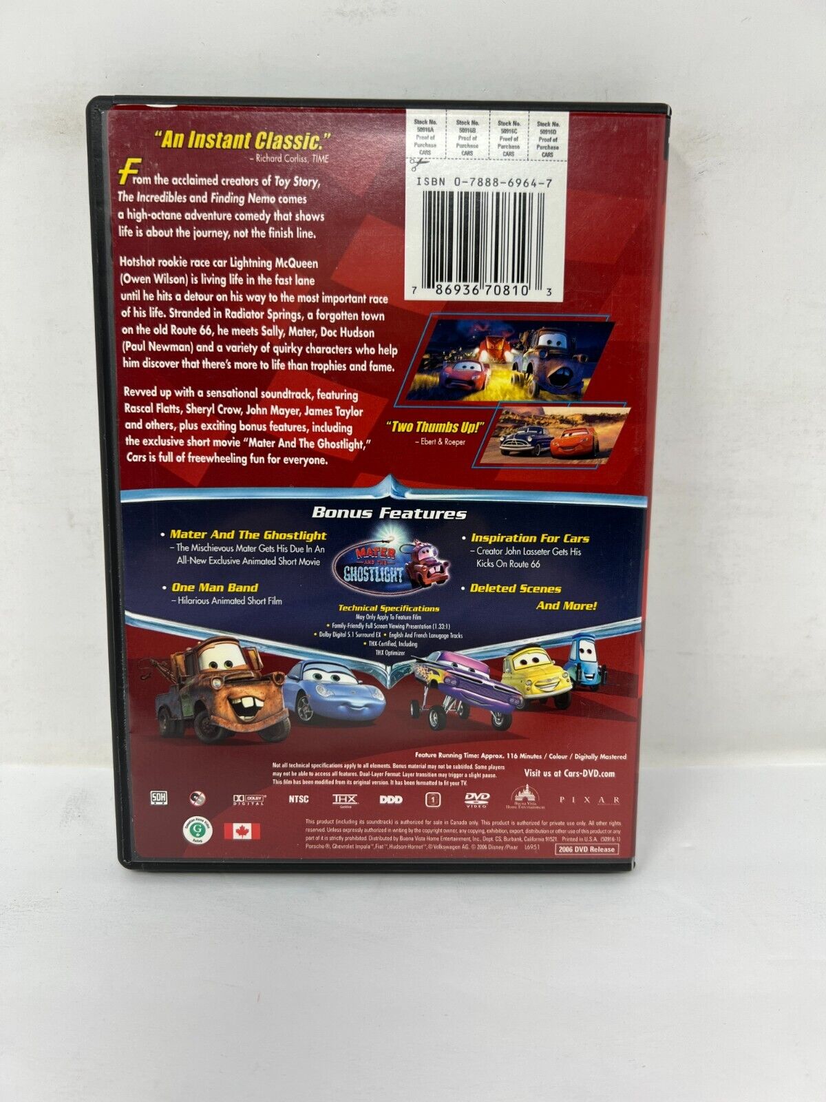 Cars (DVD, 2006) Disney Pixar Good Condition!!!