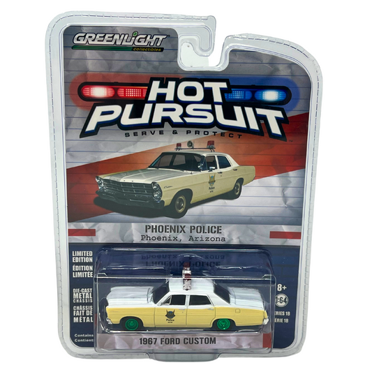 Greenlight Hot Pursuit 1967 Ford Custom Phoenix Police Green Machine 164 Diecast