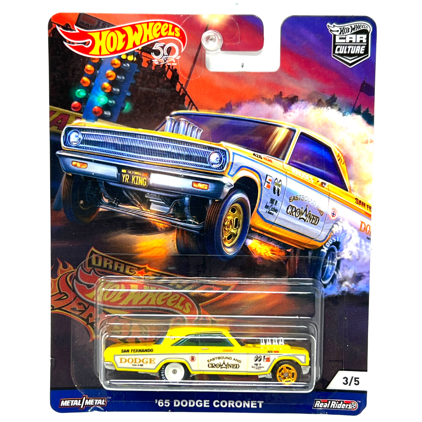 Hot Wheels Drag Strip Demons '65 Dodge Coronet Real Riders 1:64 Diecast