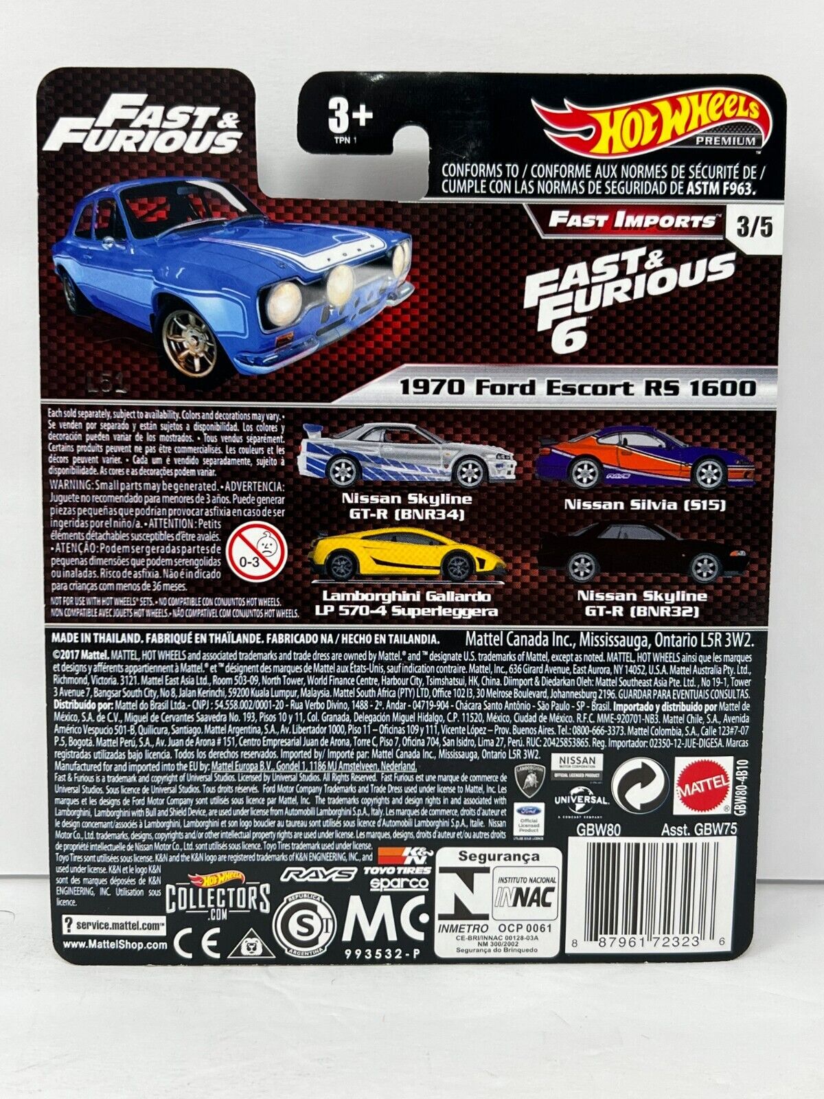 Hot Wheels Premium Fast & Furious Fast Imports 1970 Ford Escort RS 1:64 Diecast