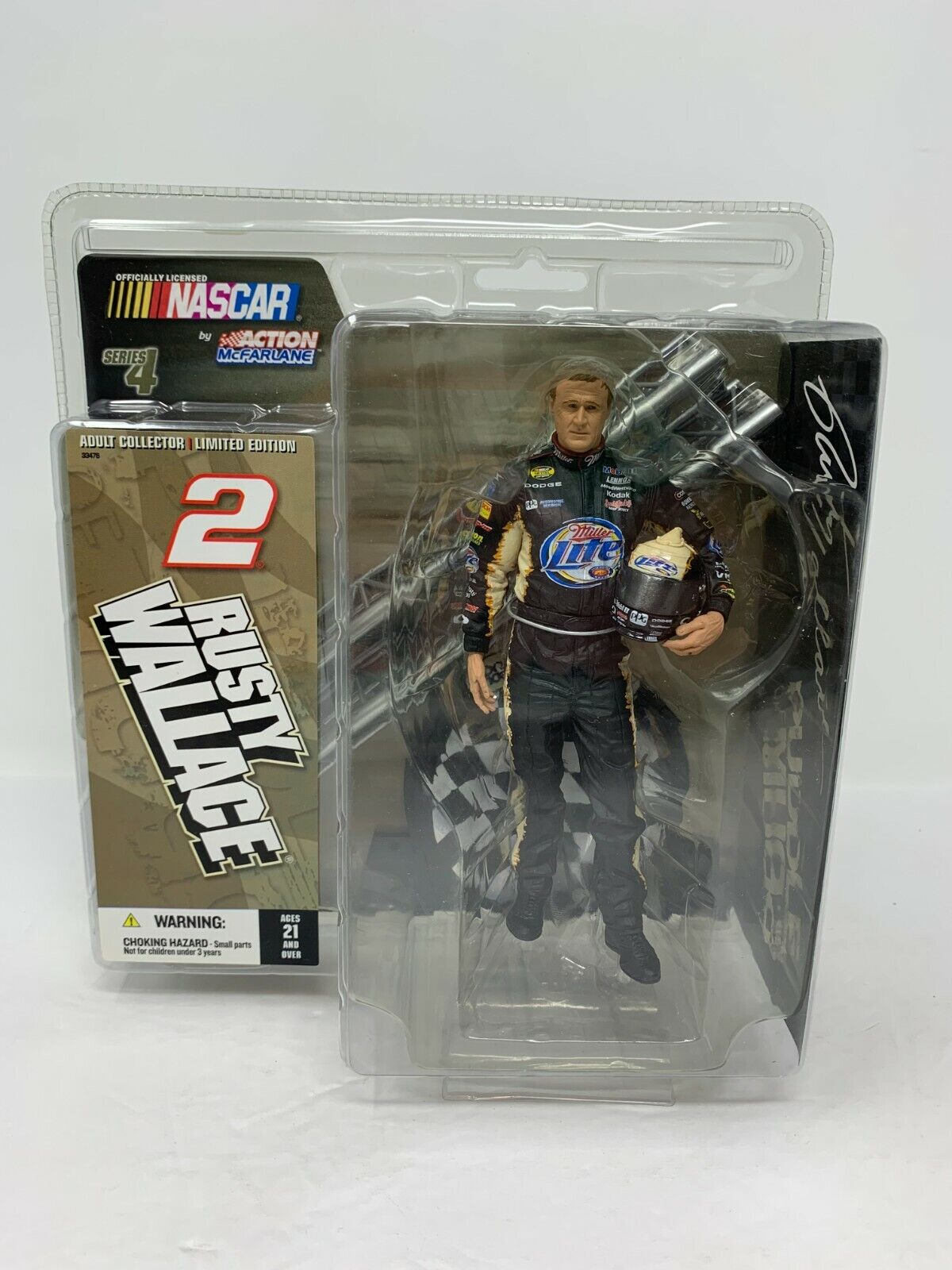 McFarlane Action Nascar #2 Rusty Wallace Series 4 Miller Lite Figurine