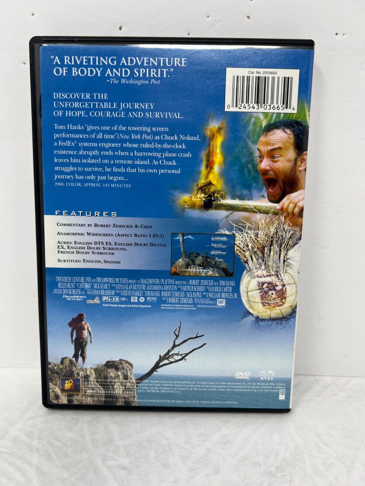 Cast Away (DVD, 2014) Adventure Tom Hanks Good Condition!!!