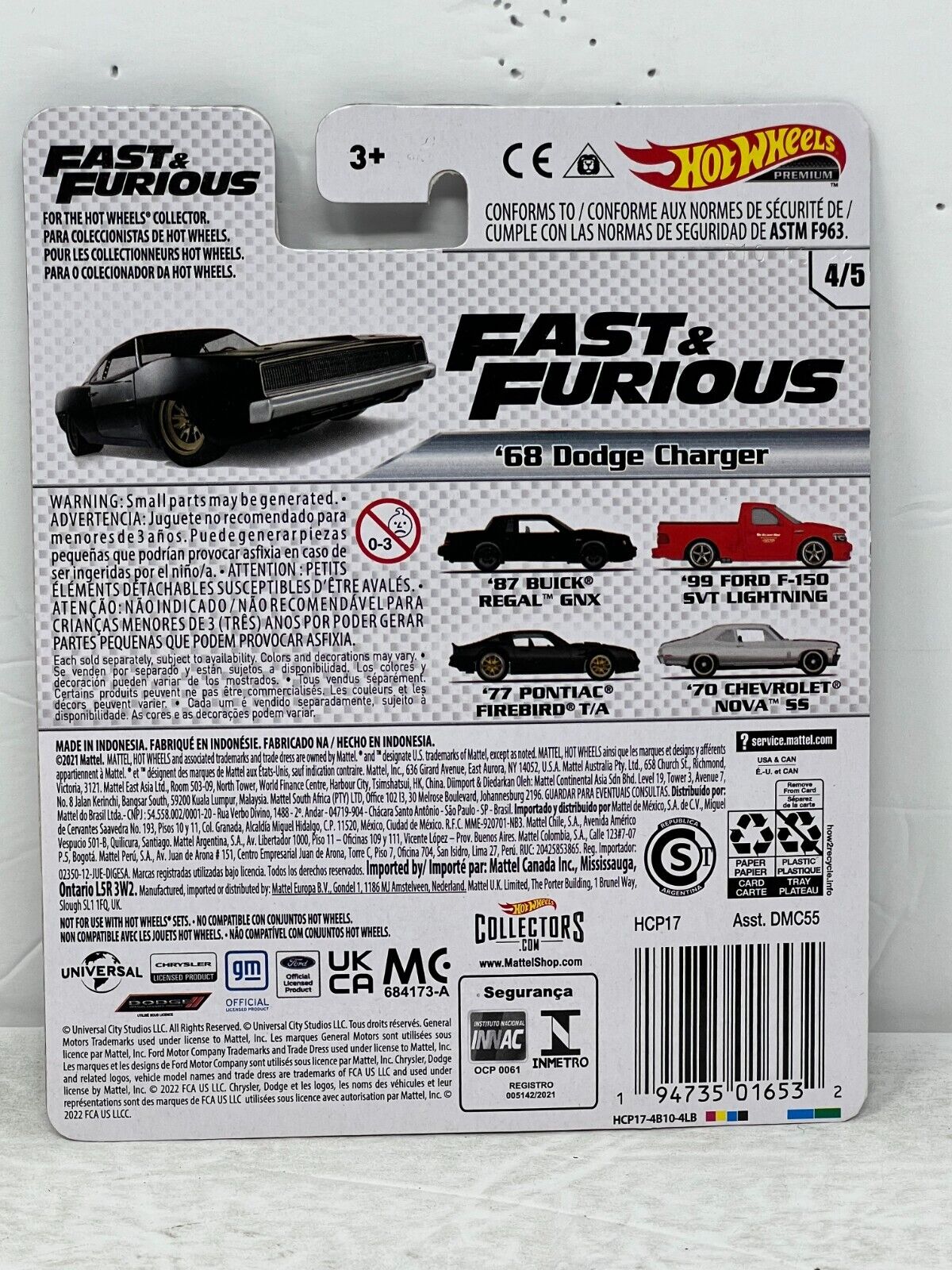 Hot Wheels Premium Fast & Furious '68 Dodge Charger 1:64 Diecast