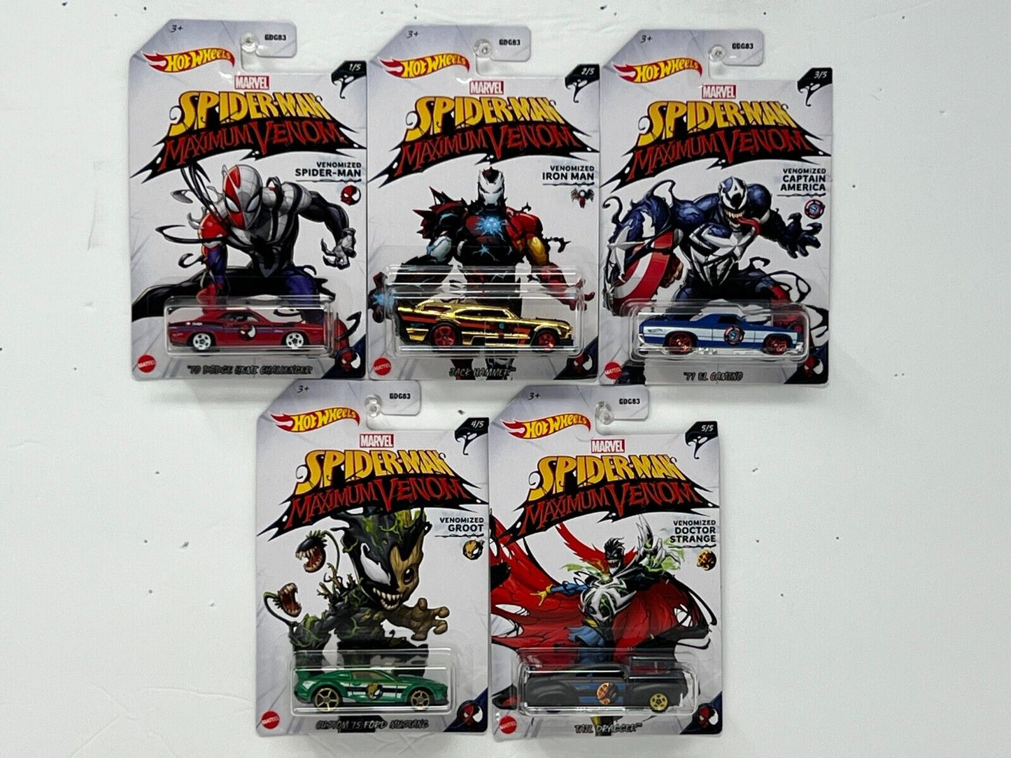 Hot Wheels Marvel Spider-Man Maximum Venom 1:64 Diecast Set of 5