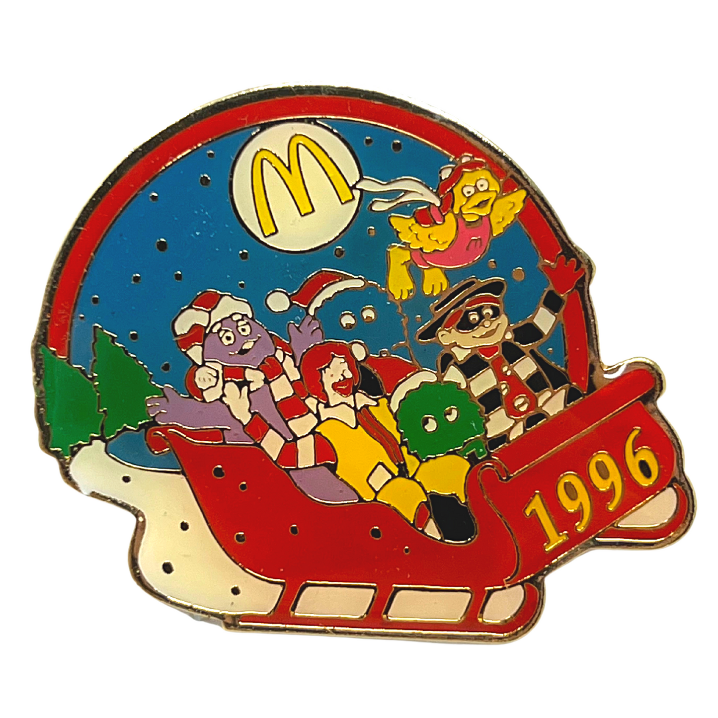 McDonalds 1996 Christmas Sleigh Food Lapel Pin