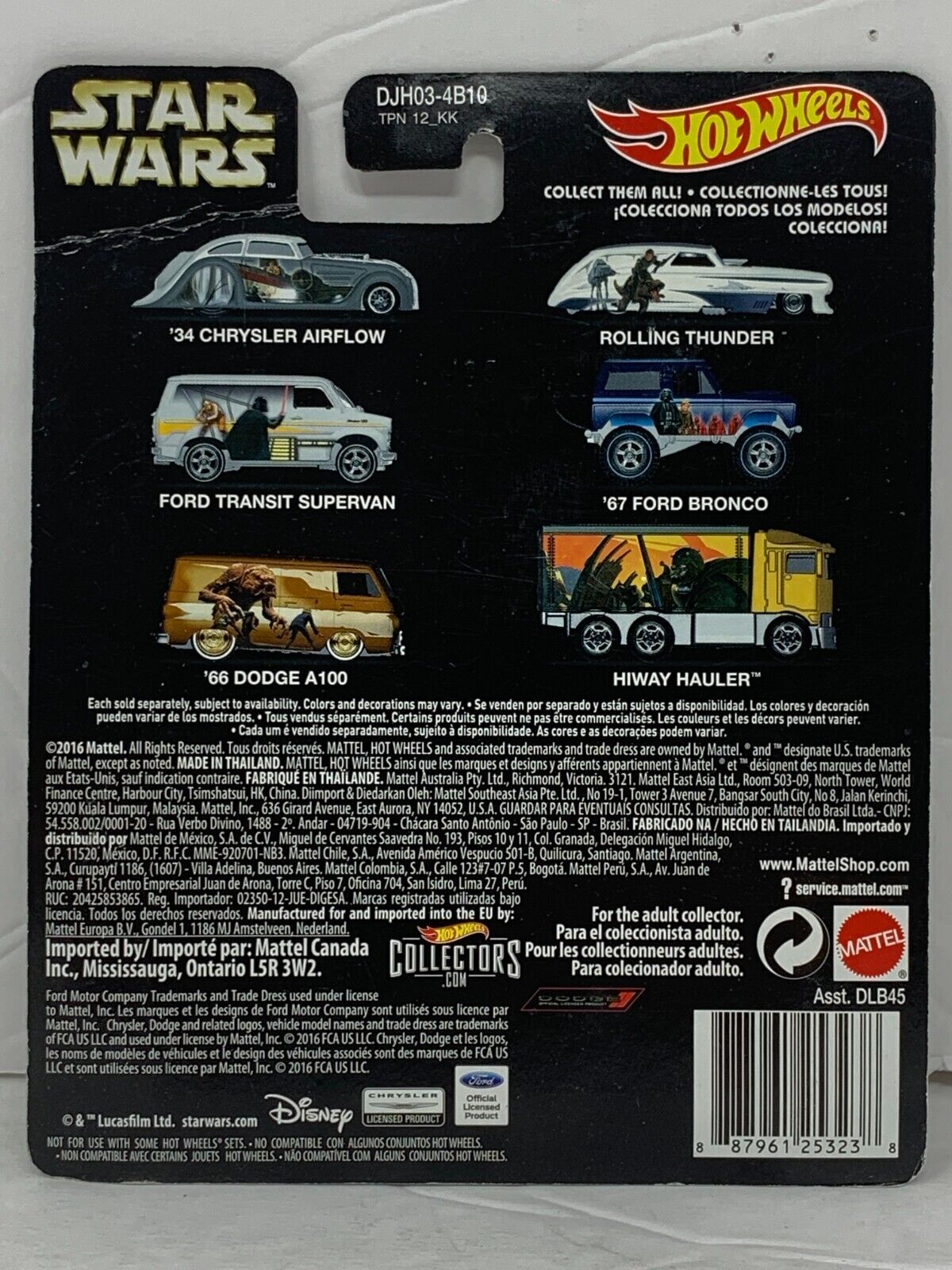 Hot Wheels 2016 Star Wars Pop Culture 1:64 Diecast Set of 6 By Ralph McQuarrie