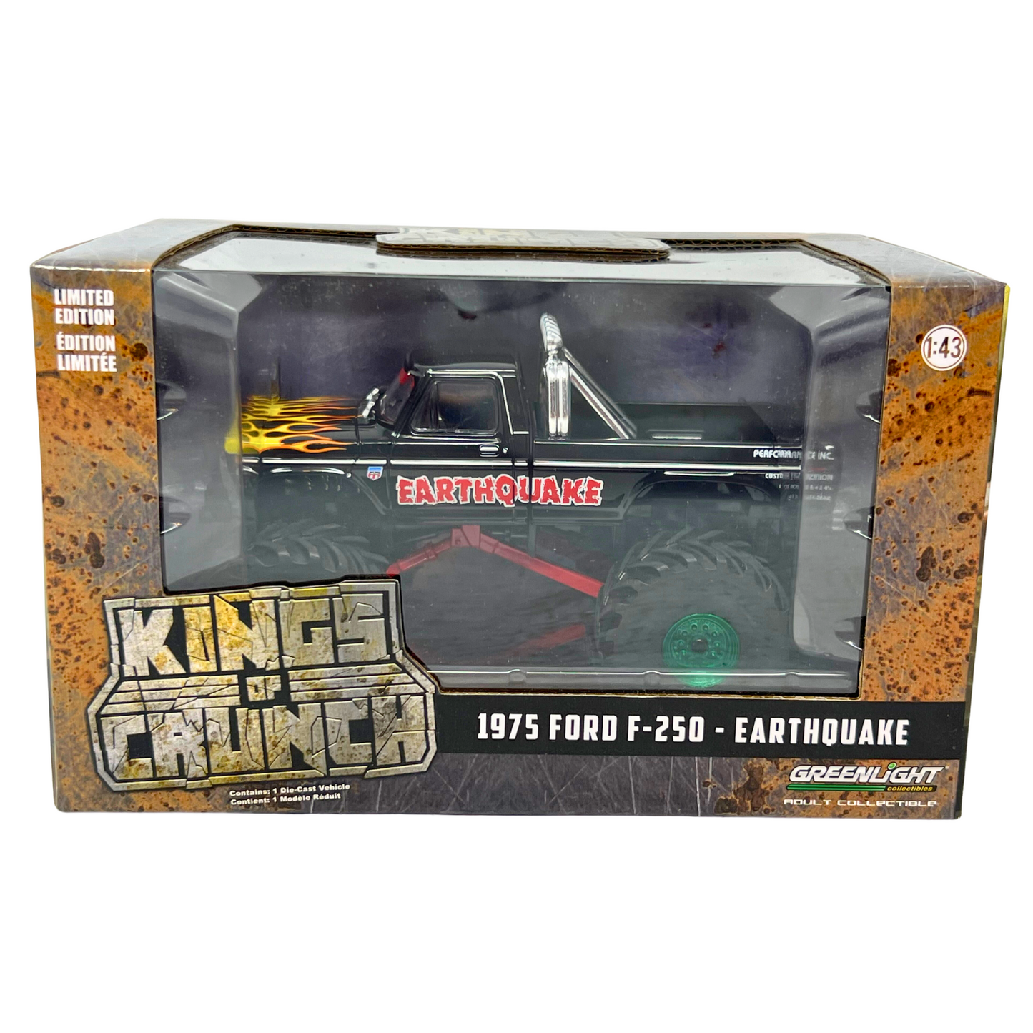 Greenlight Kings of Crunch 1975 Ford F-250 Earthquake GREEN MACHINE 1:43 Diecast