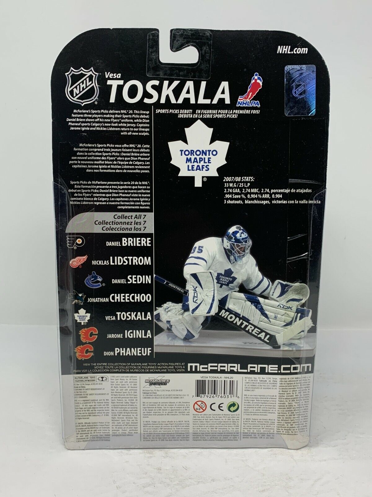 Mcfarlane NHL Vesa Toskala Toronto Maple Leafs White Jersey Series 20 Figure