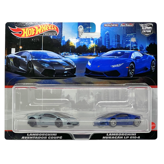 Hot Wheels Premium Lamborghini Aventador & Huracan LP 610-4 2-Pack 1:64 Diecast