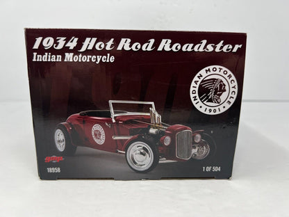 GMP 1934 Ford Hot Rod Roadster Indian Motorcycle 1:18 Diecast Red