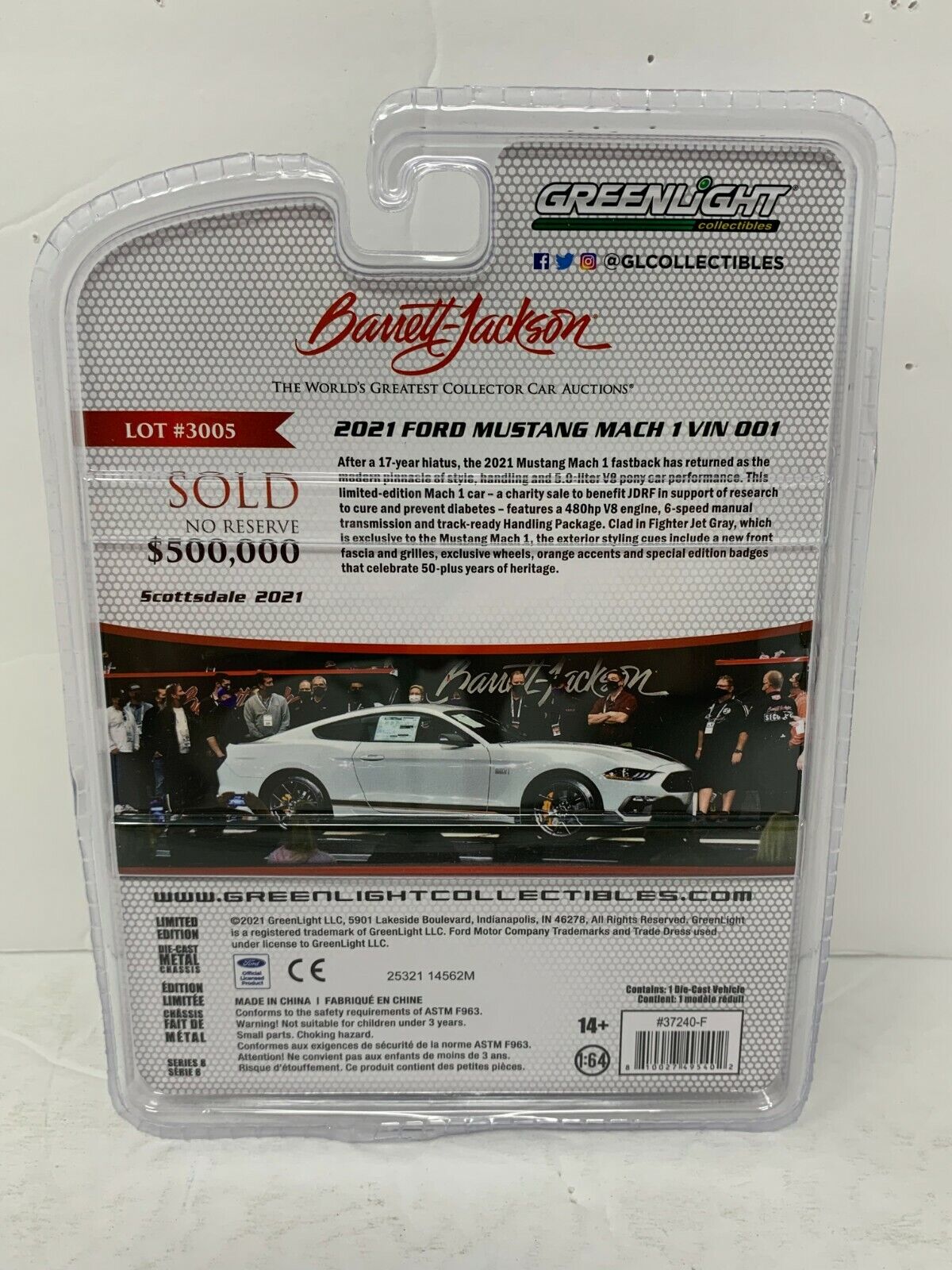 Greenlight Barrett-Jackson 50th Anniversary 2021 Ford Mustang Mach 1:64 Diecast