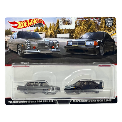 Hot Wheels Premiums '72 Mercedes-Benz 280 SEL & 190E 2.5-16 1:64 Diecast