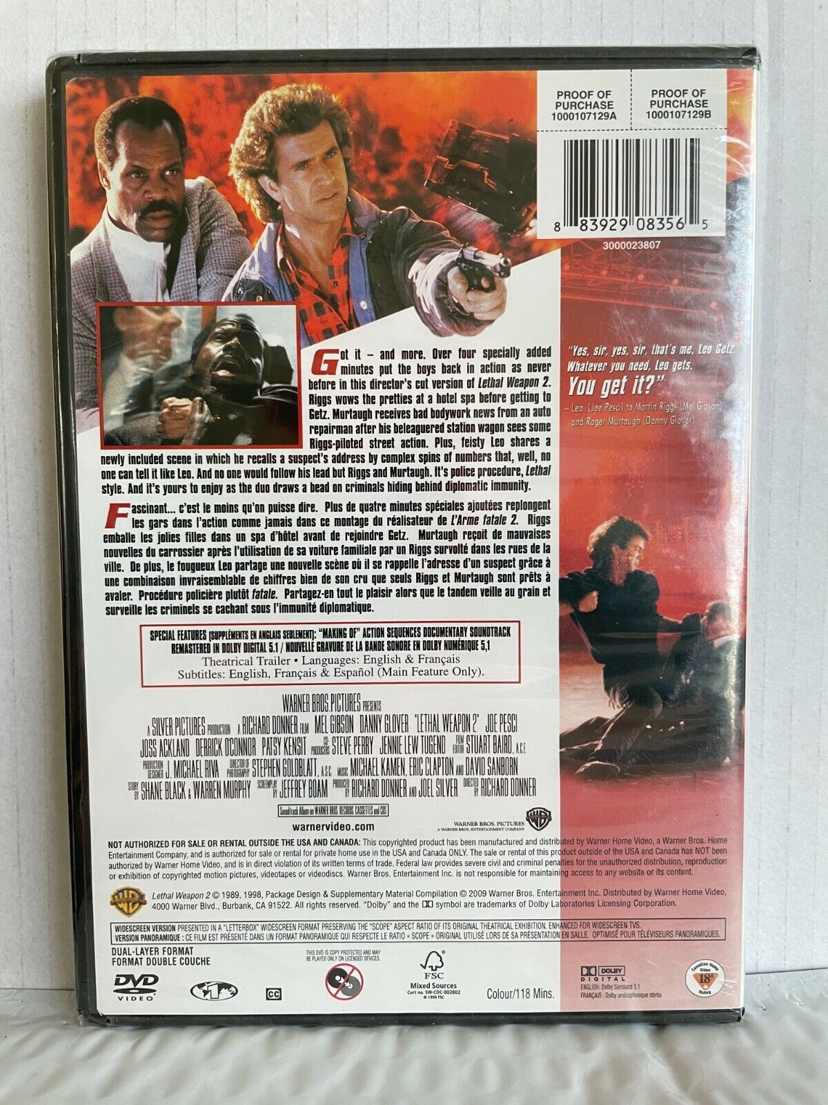 Lethal Weapon 2 (DVD, 2009) Mel Gibson Danny Glover Action Movie Sealed!!!