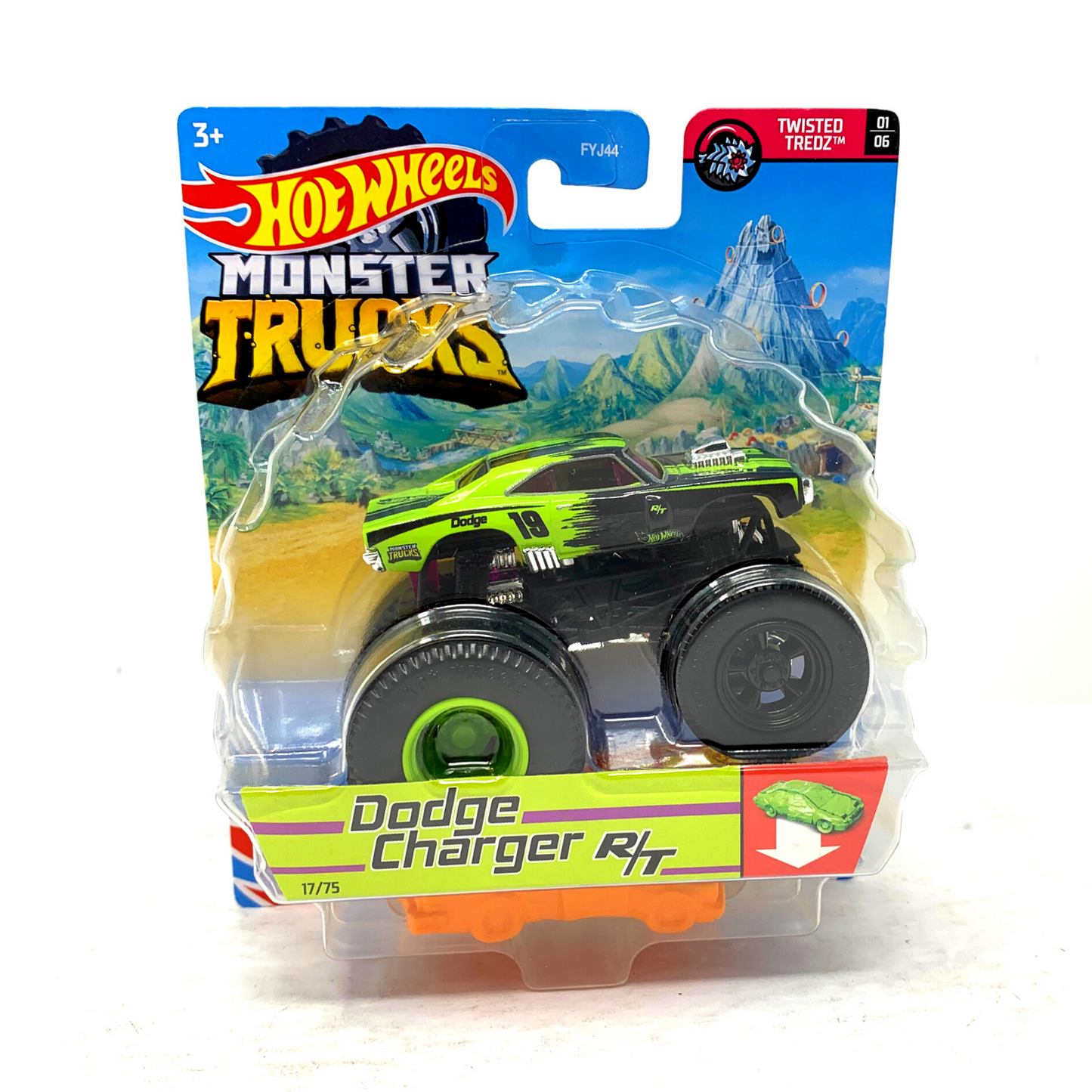 Hot Wheels Monster Trucks Twisted Tredz Dodge Charger 1:64 Diecast