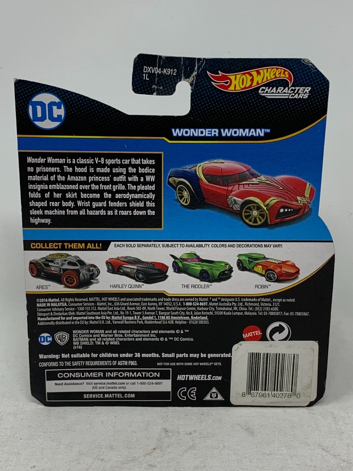 Hot Wheels DC Character Cars Wonder Woman 1:64 Diecast