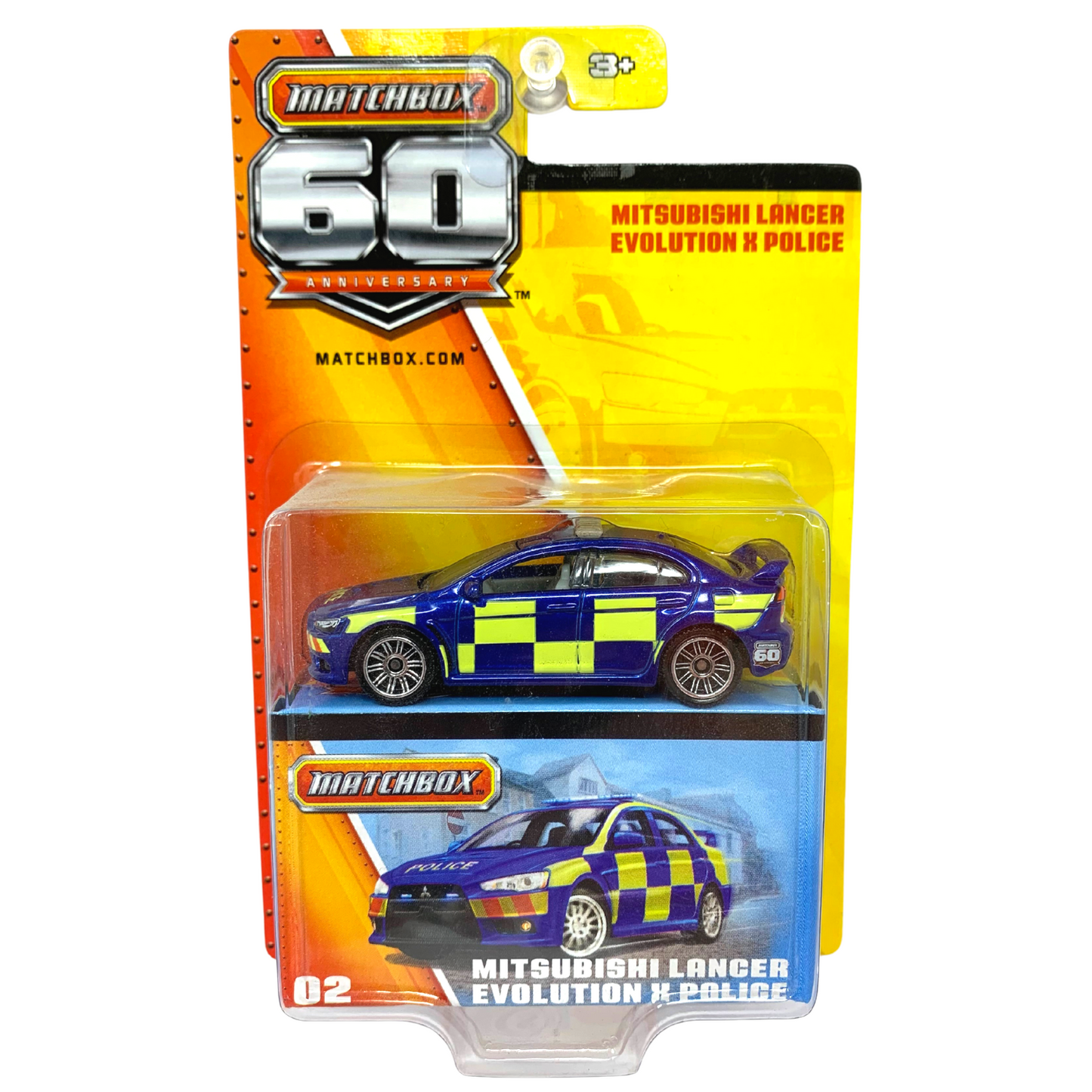 Matchbox 60th Anniversary Mitsubishi Lancer Evolution X Police 1:64 Diecast