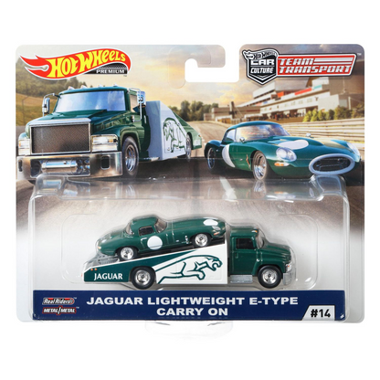 Hot Wheels Premium Jaguar Lightweight E-Type #14 Team Transport 1:64 Diecast