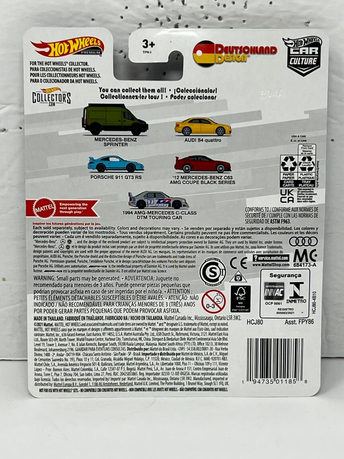 Hot Wheels Premium Deutschland Design 1994 AMG-Mercedes DTM Car 1:64 Diecast