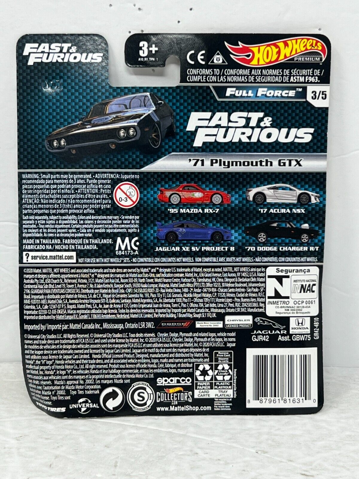 Hot Wheels Premium Fast & Furious Full Force '71 Plymouth GTX 1:64 Diecast