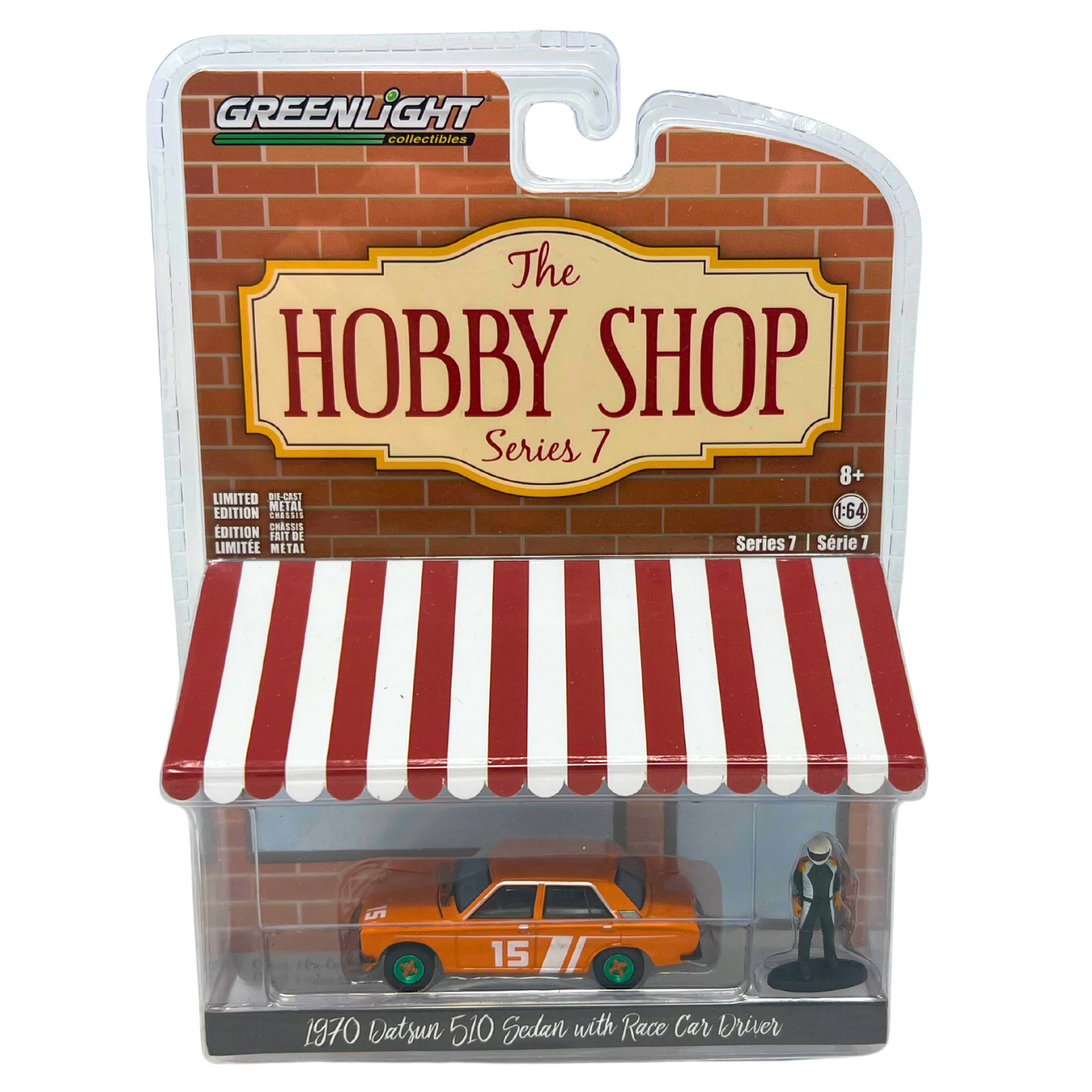 Greenlight The Hobby Shop 1970 Datsun 510 Sedan Green Machine 1:64 Diecast