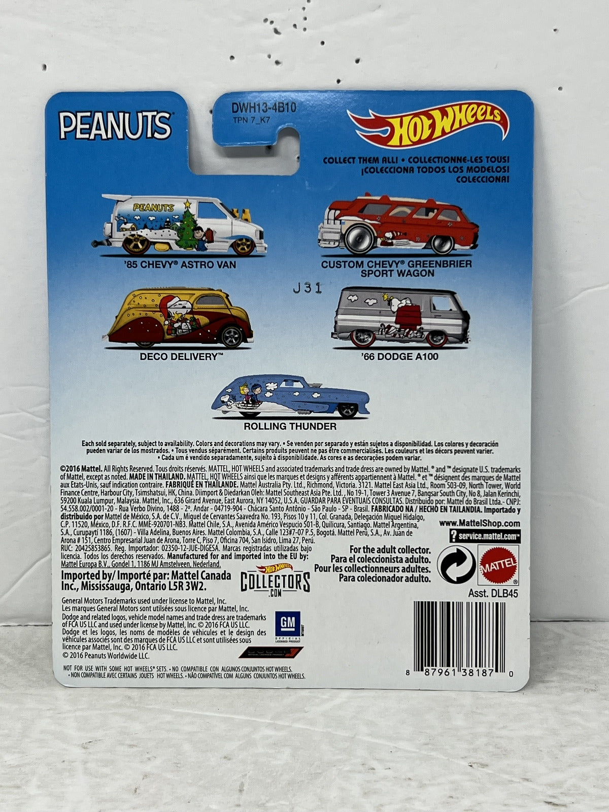 Hot Wheels Peanuts '66 Dodge A100 Van Real Riders 1:64 Diecast