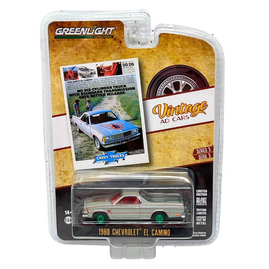 Greenlight Vintage Ad Cars 1980 Chevrolet El Camino GREEN MACHINE 1:64 Diecast