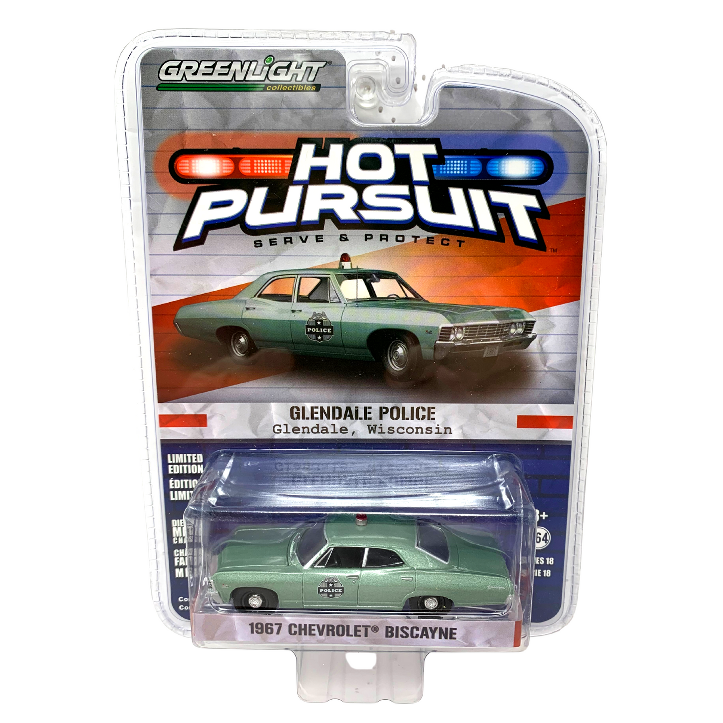 Greenlight Hot Pursuit Glendale Police 1967 Chevrolet Biscayne 1:64 Diecast