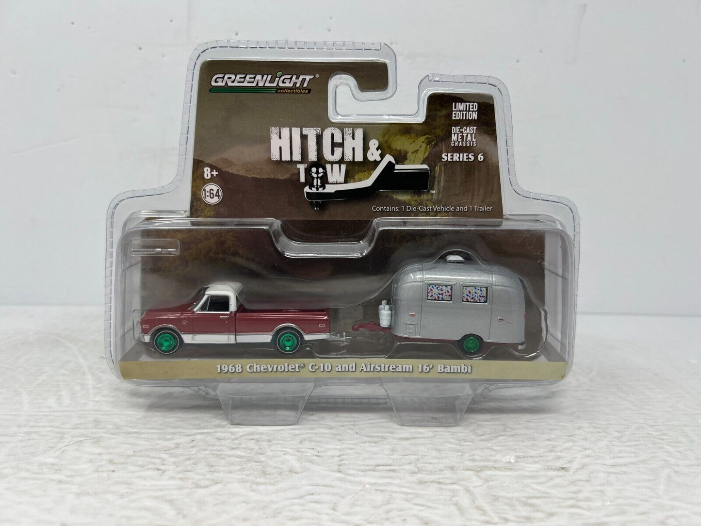 Greenlight Hitch & Tow 1968 Chevy C-10 and Airstream Green Machine 1:64 Diecast