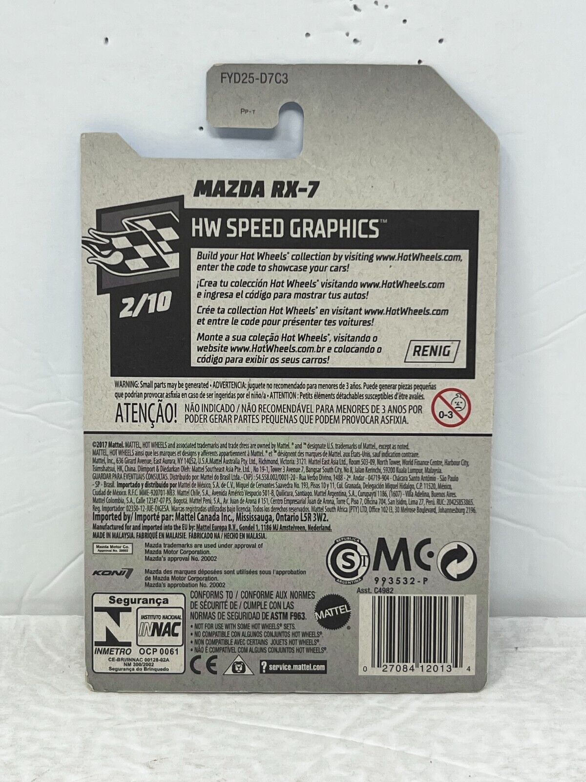 Hot Wheels HW Speed Graphics Mazda RX-7 JDM Diecast